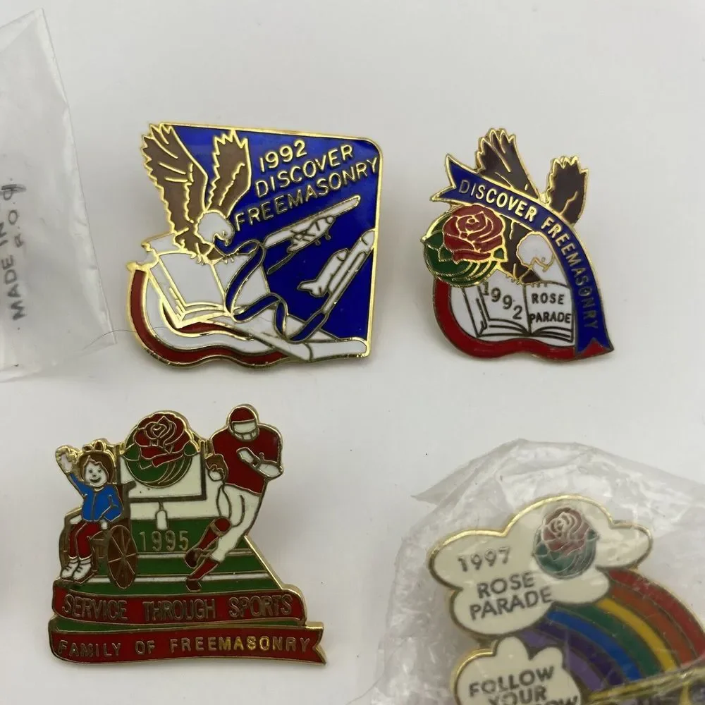 Lot of 7 Tournament of Roses Rose Parade Pins Masons Family of Freemasonry 91-99